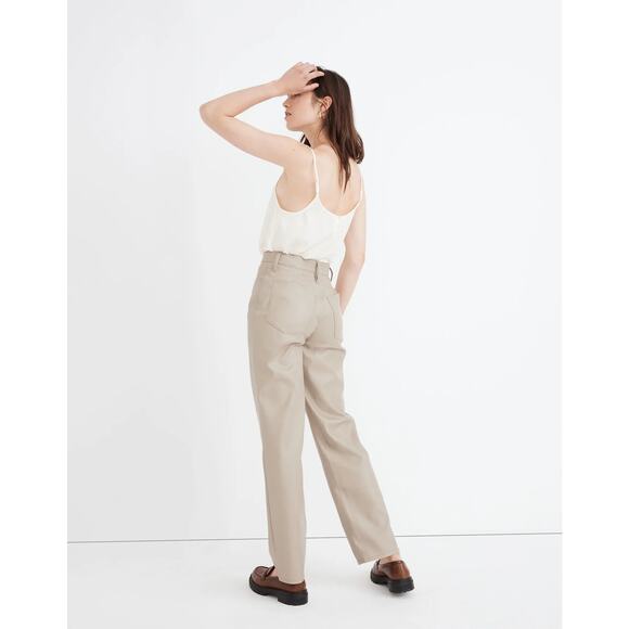 NWT The Perfect Vintage Straight Jean Faux Leather Pumice Beige Sz 30 High Rise - Picture 4 of 16